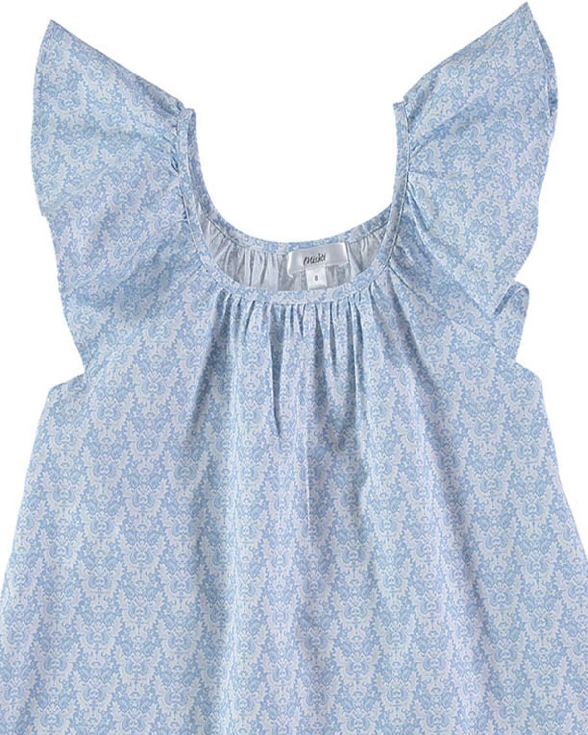 Blusa azul con estampado damasco. - Imagen 2