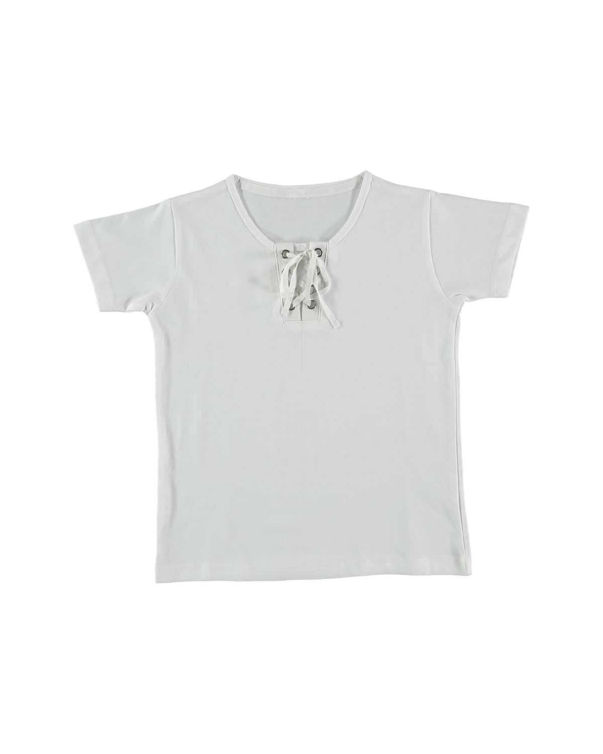 Camiseta de manga corta con ojales y cordón. - Imagen 1